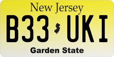 NJ license plate B33UKI