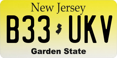 NJ license plate B33UKV