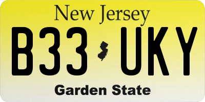 NJ license plate B33UKY