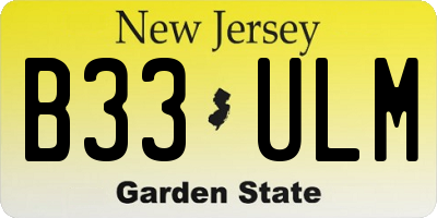 NJ license plate B33ULM