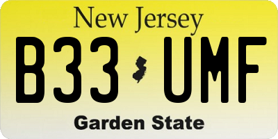 NJ license plate B33UMF