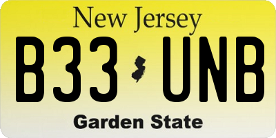 NJ license plate B33UNB
