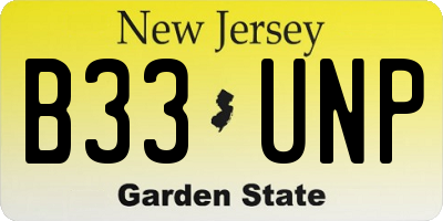 NJ license plate B33UNP
