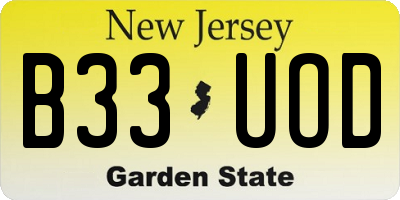 NJ license plate B33UOD