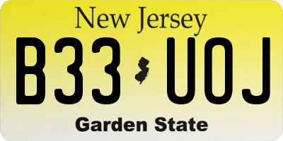 NJ license plate B33UOJ