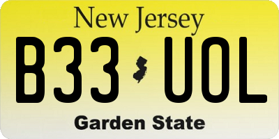 NJ license plate B33UOL