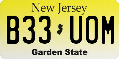 NJ license plate B33UOM