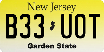 NJ license plate B33UOT