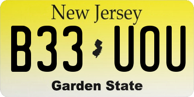 NJ license plate B33UOU