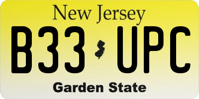 NJ license plate B33UPC