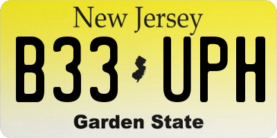 NJ license plate B33UPH