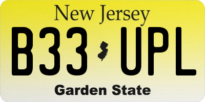 NJ license plate B33UPL