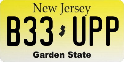 NJ license plate B33UPP