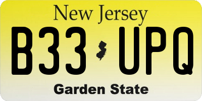 NJ license plate B33UPQ