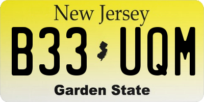 NJ license plate B33UQM