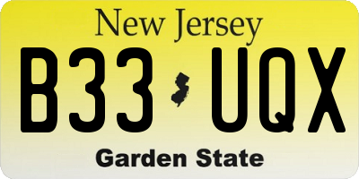 NJ license plate B33UQX