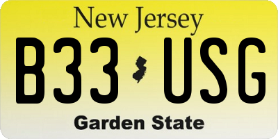 NJ license plate B33USG