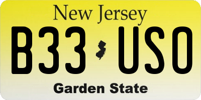 NJ license plate B33USO