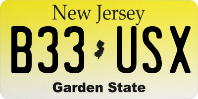 NJ license plate B33USX
