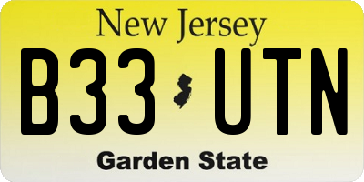 NJ license plate B33UTN