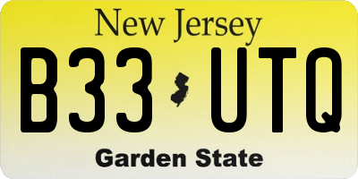 NJ license plate B33UTQ