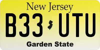 NJ license plate B33UTU