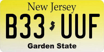 NJ license plate B33UUF