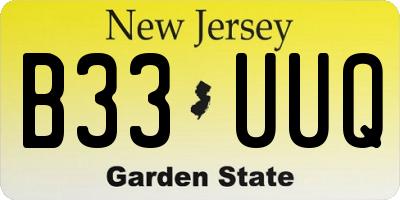 NJ license plate B33UUQ