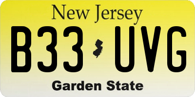 NJ license plate B33UVG