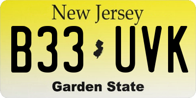 NJ license plate B33UVK