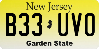 NJ license plate B33UVO