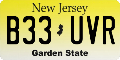 NJ license plate B33UVR