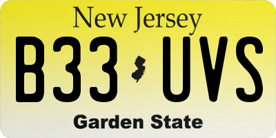 NJ license plate B33UVS