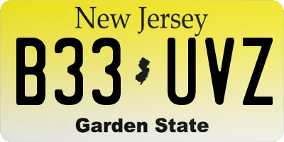 NJ license plate B33UVZ