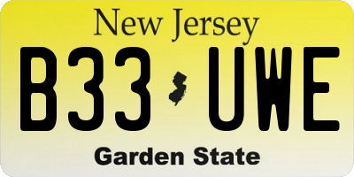 NJ license plate B33UWE