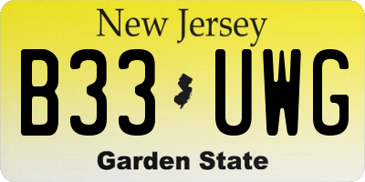 NJ license plate B33UWG