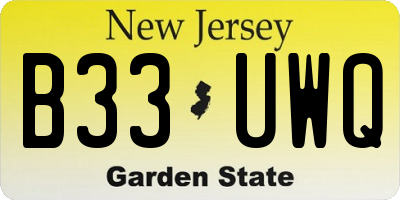 NJ license plate B33UWQ
