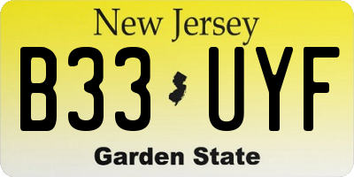 NJ license plate B33UYF