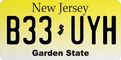 NJ license plate B33UYH