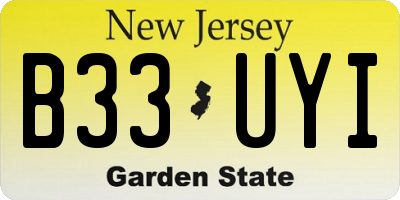NJ license plate B33UYI