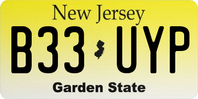 NJ license plate B33UYP