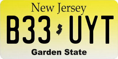NJ license plate B33UYT