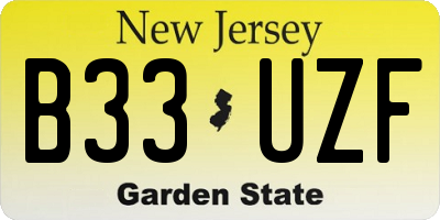 NJ license plate B33UZF