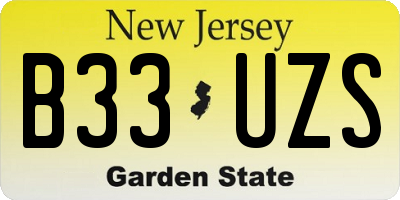 NJ license plate B33UZS