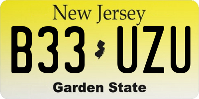 NJ license plate B33UZU
