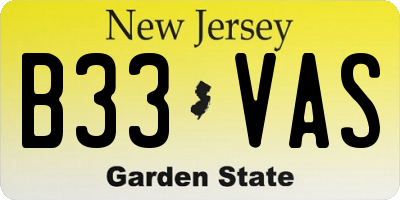 NJ license plate B33VAS