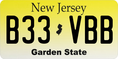 NJ license plate B33VBB