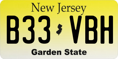 NJ license plate B33VBH