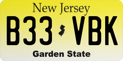 NJ license plate B33VBK