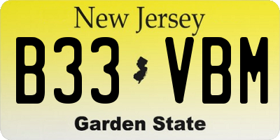 NJ license plate B33VBM